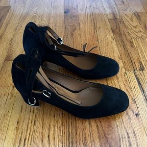 By Far Dennitsa ankle-strap heels in black suede, EU 38 / US 7.5-8. Brand new